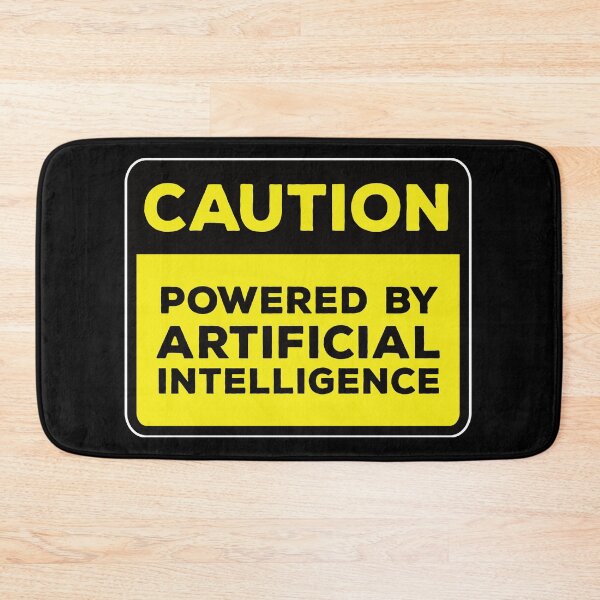 Item preview, Yellow Road Sign - Caution Powered by Artificial Intelligence designed and sold by Rhu Creations.