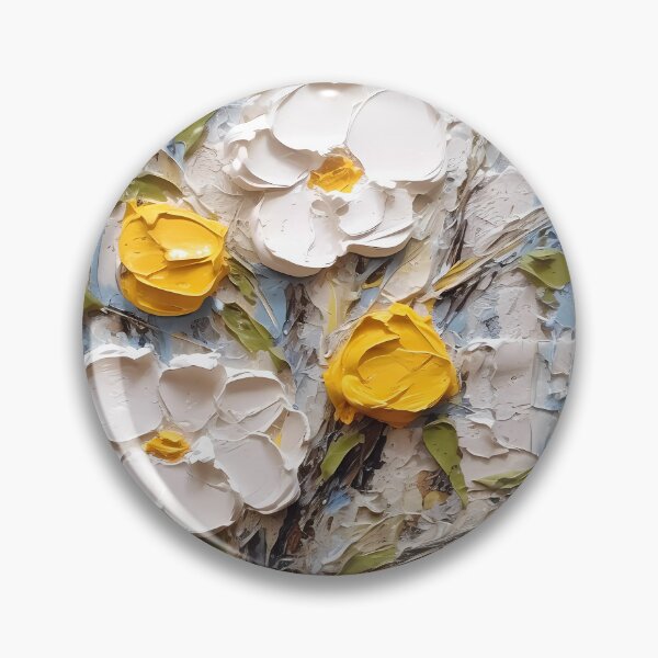 Item preview, Yellow and white flowers artistic texture impasto brush strokes abstract decorative painting20 designed and sold by UnaWu533.