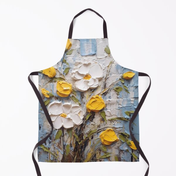 Item preview, Yellow and white flowers artistic texture impasto brush strokes abstract decorative painting20 designed and sold by UnaWu533.