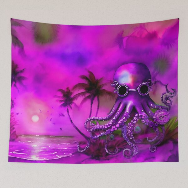 Item preview, Steampunk Octopus Retrofuturism - Lilac and Pink Cephalopod - AI Generated Art 7 of 8 designed and sold by Beachy.