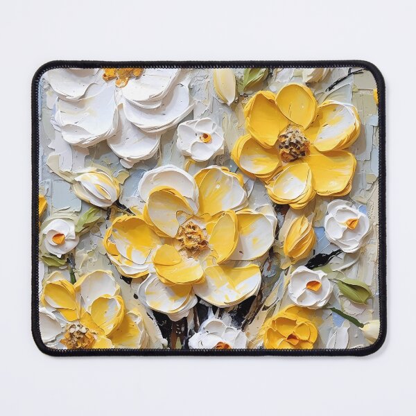 Item preview, Yellow and white flowers artistic texture impasto brush strokes abstract decorative painting21 designed and sold by UnaWu533.