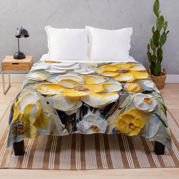 Item preview, Yellow and white flowers artistic texture impasto brush strokes abstract decorative painting21 designed and sold by UnaWu533.