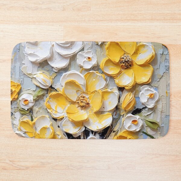Item preview, Yellow and white flowers artistic texture impasto brush strokes abstract decorative painting21 designed and sold by UnaWu533.