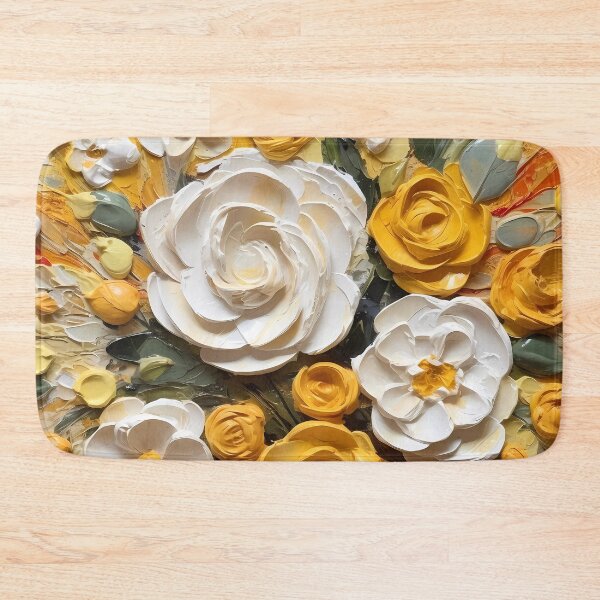 Item preview, Yellow and white flowers artistic texture impasto brush strokes abstract decorative painting22 designed and sold by UnaWu533.