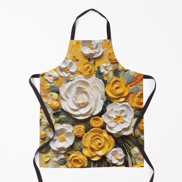 Item preview, Yellow and white flowers artistic texture impasto brush strokes abstract decorative painting22 designed and sold by UnaWu533.