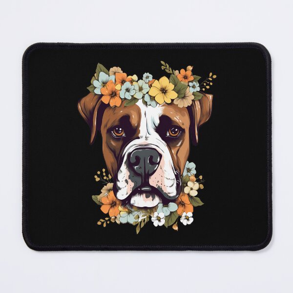 Item preview, Cute Boxer Surrounded with Blossom Flower Design Floral Art Pet Dog designed and sold by MysteriousJ.