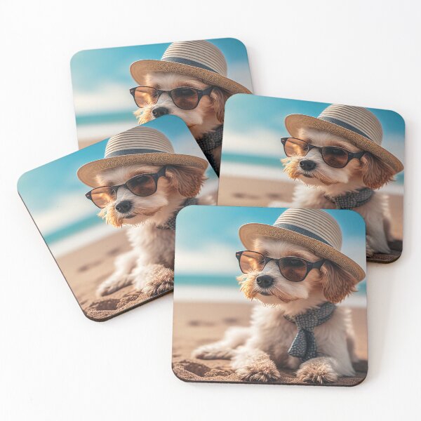 Item preview, Happy summer, cute puppy at the beach designed and sold by Delphimages Art.