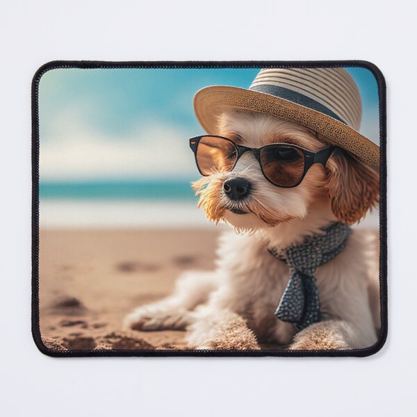 Item preview, Happy summer, cute puppy at the beach designed and sold by Delphimages Art.