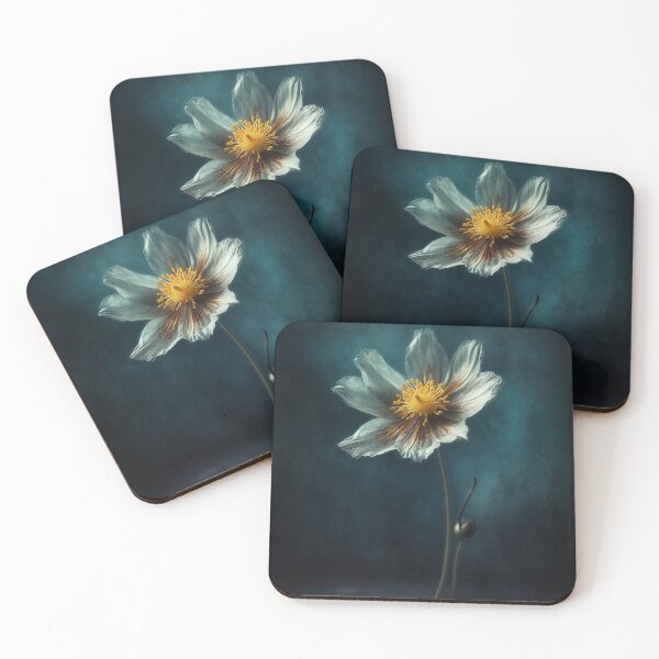 Item preview, White Flower on Dark Blue Background - Emotional Expressionist Artwork, Photo-realistic Techniques, UHD Image, Inspired by Old Masters designed and sold by stateofhuman.