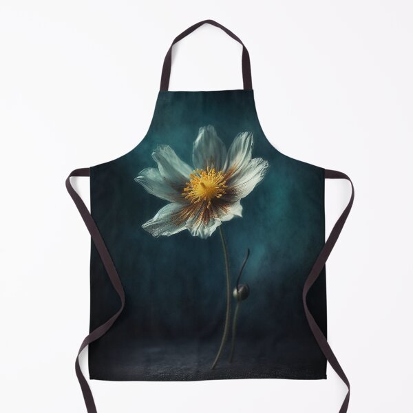 Item preview, White Flower on Dark Blue Background - Emotional Expressionist Artwork, Photo-realistic Techniques, UHD Image, Inspired by Old Masters designed and sold by stateofhuman.