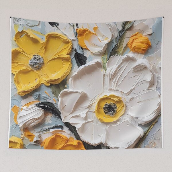 Item preview, Yellow and white flowers artistic texture impasto brush strokes abstract decorative painting24 designed and sold by UnaWu533.