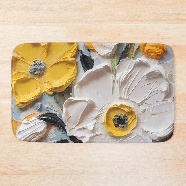 Item preview, Yellow and white flowers artistic texture impasto brush strokes abstract decorative painting24 designed and sold by UnaWu533.