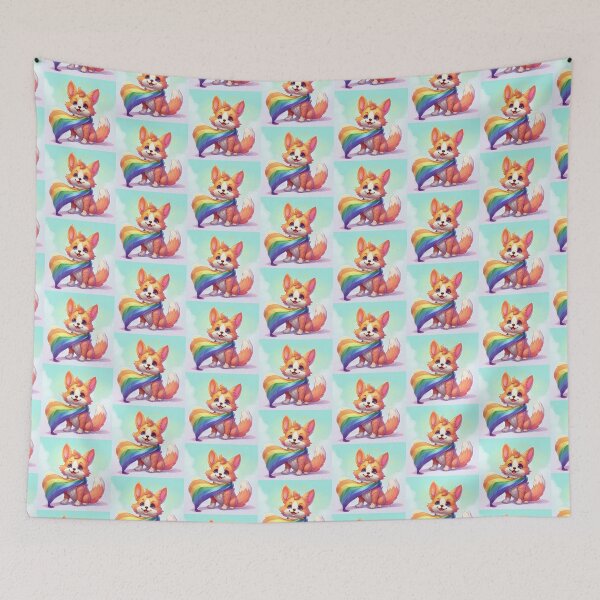 Item preview, Cute colorful rainbow baby fox designed and sold by Earth Nature Creations.