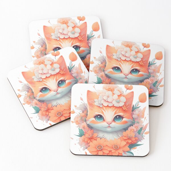 Item preview, kitten with flowers designed and sold by AZZDINE kholti.