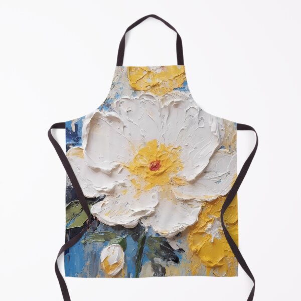 Item preview, Yellow and white flowers artistic texture impasto brush strokes abstract decorative painting25 designed and sold by UnaWu533.
