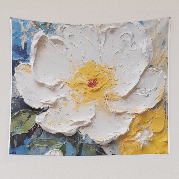 Item preview, Yellow and white flowers artistic texture impasto brush strokes abstract decorative painting25 designed and sold by UnaWu533.