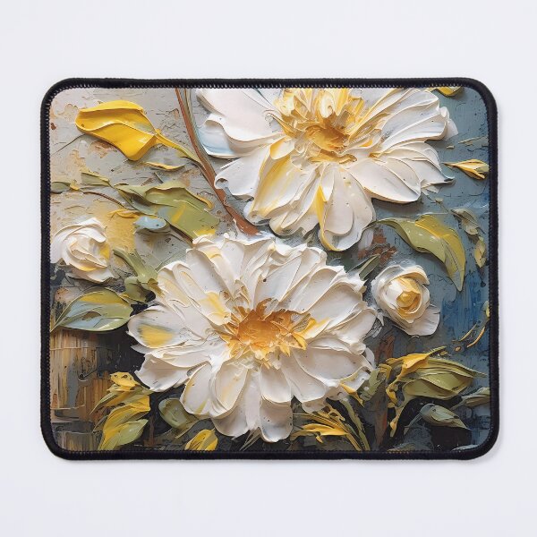 Item preview, Yellow and white flowers artistic texture impasto brush strokes abstract decorative painting26 designed and sold by UnaWu533.