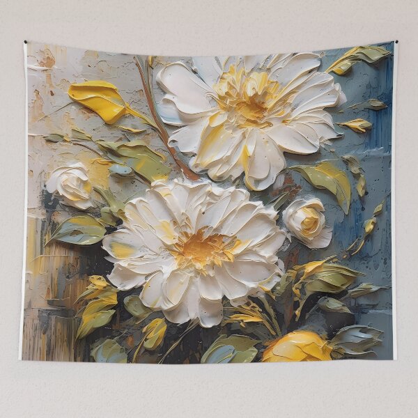 Item preview, Yellow and white flowers artistic texture impasto brush strokes abstract decorative painting26 designed and sold by UnaWu533.
