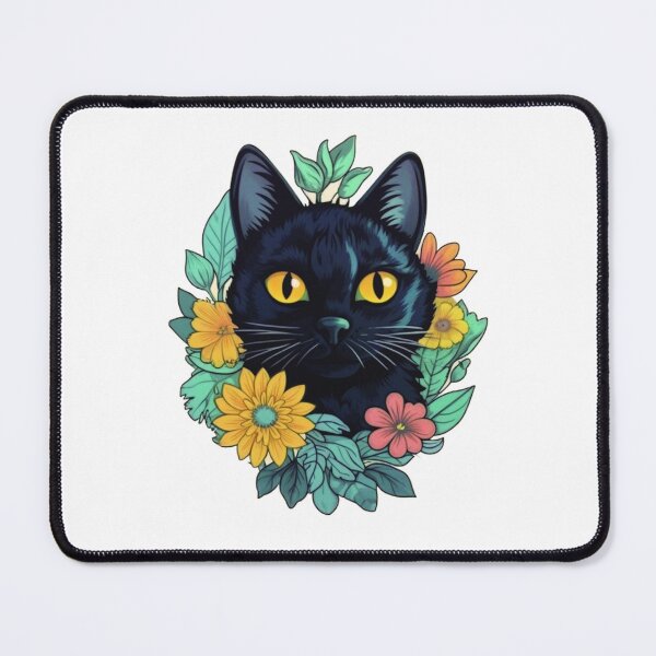 Item preview, Nervous black cat in flowers designed and sold by Lillypot-Prints.