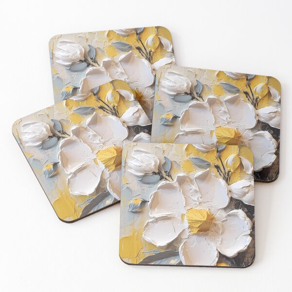 Item preview, Yellow and white flowers artistic texture impasto brush strokes abstract decorative painting27 designed and sold by UnaWu533.