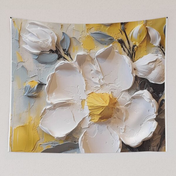 Item preview, Yellow and white flowers artistic texture impasto brush strokes abstract decorative painting27 designed and sold by UnaWu533.
