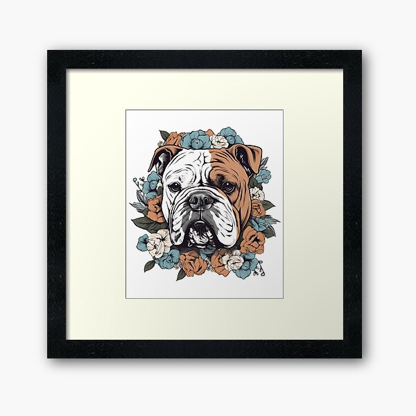 Item preview, Cute Bulldog Surrounded with Blossom Flower Design Floral Art Pet Dog designed and sold by MysteriousJ.