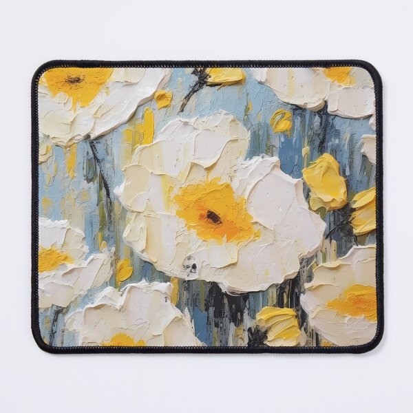 Item preview, Yellow and white flowers artistic texture impasto brush strokes abstract decorative painting29 designed and sold by UnaWu533.
