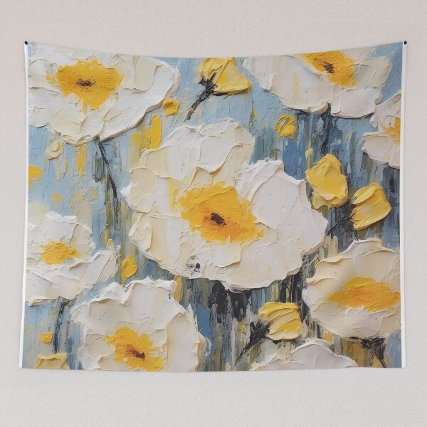 Item preview, Yellow and white flowers artistic texture impasto brush strokes abstract decorative painting29 designed and sold by UnaWu533.