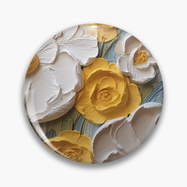 Item preview, Yellow and white flowers artistic texture impasto brush strokes abstract decorative painting30 designed and sold by UnaWu533.