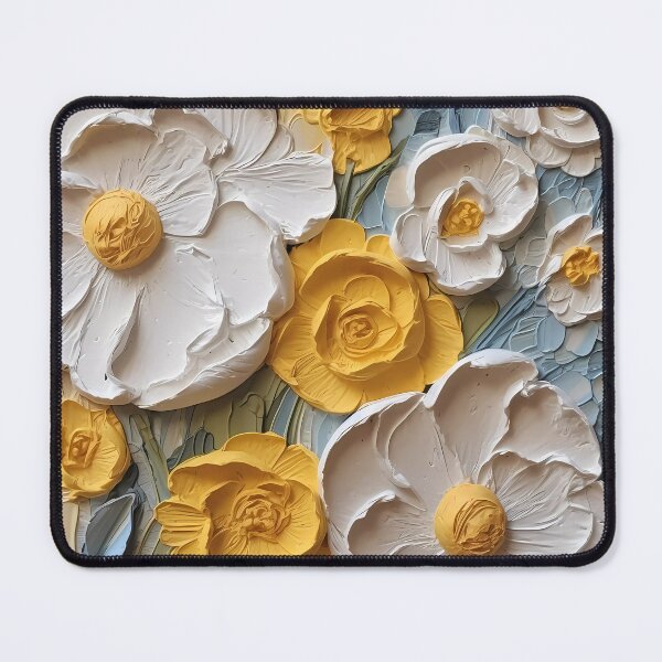 Item preview, Yellow and white flowers artistic texture impasto brush strokes abstract decorative painting30 designed and sold by UnaWu533.