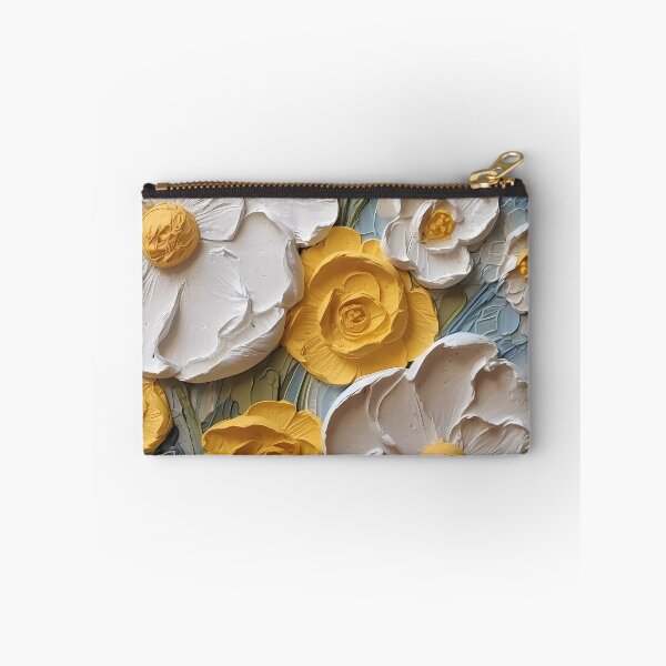 Item preview, Yellow and white flowers artistic texture impasto brush strokes abstract decorative painting30 designed and sold by UnaWu533.