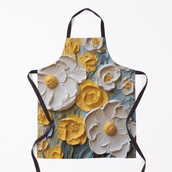 Item preview, Yellow and white flowers artistic texture impasto brush strokes abstract decorative painting30 designed and sold by UnaWu533.