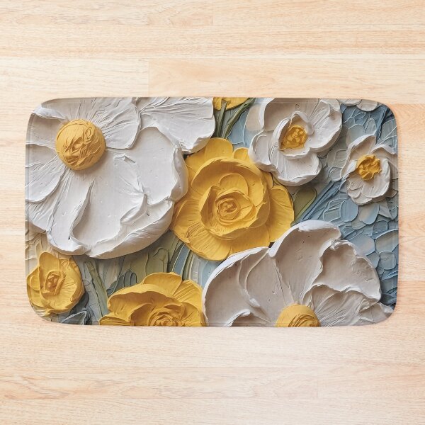 Item preview, Yellow and white flowers artistic texture impasto brush strokes abstract decorative painting30 designed and sold by UnaWu533.