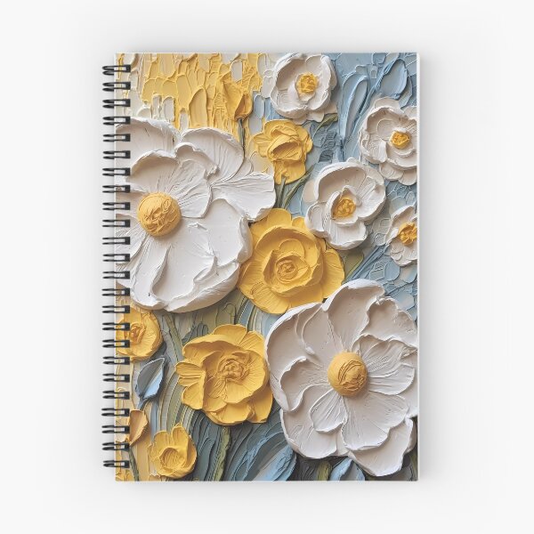 Item preview, Yellow and white flowers artistic texture impasto brush strokes abstract decorative painting30 designed and sold by UnaWu533.