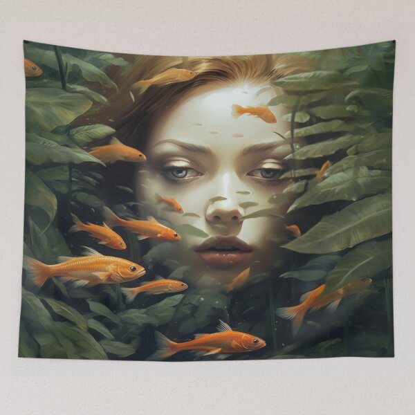 Item preview, Beautiful woman surrounded by gold fish designed and sold by Teniche.