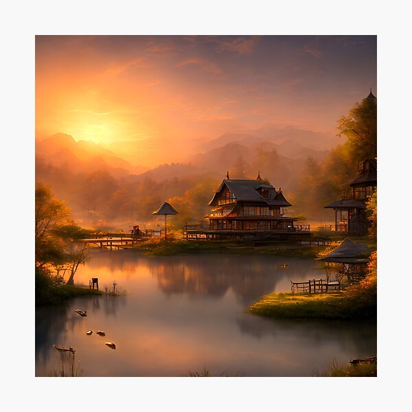 Item preview, Lake House at Sunset designed and sold by CartersDen.