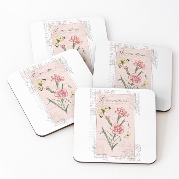 Item preview, Carnation Flower Watercolor Garden Butterfly Nature  designed and sold by Some Little Good.