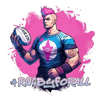 Artwork thumbnail, Trans Rugby Player with #RugbyForAll text by The Nerdy Squizzle