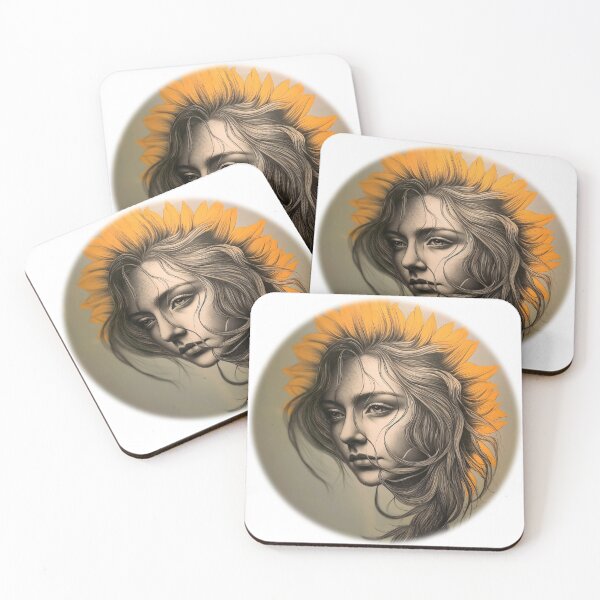 Item preview, female portrait with sunflower  - Different logo size, position? Email me -  designed and sold by Picture-Art.