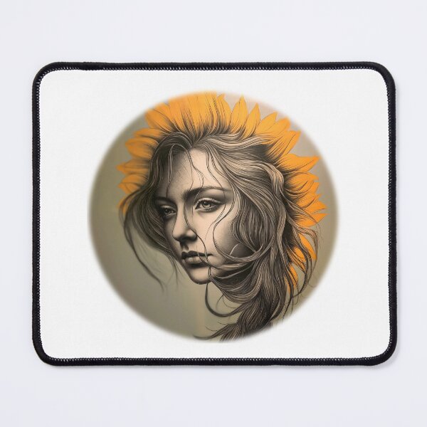 Item preview, female portrait with sunflower - Different logo size, position? Email me - designed and sold by Picture-Art.