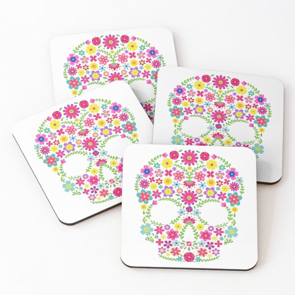 Item preview, Colorful mexican flowers skull designed and sold by Terevela.