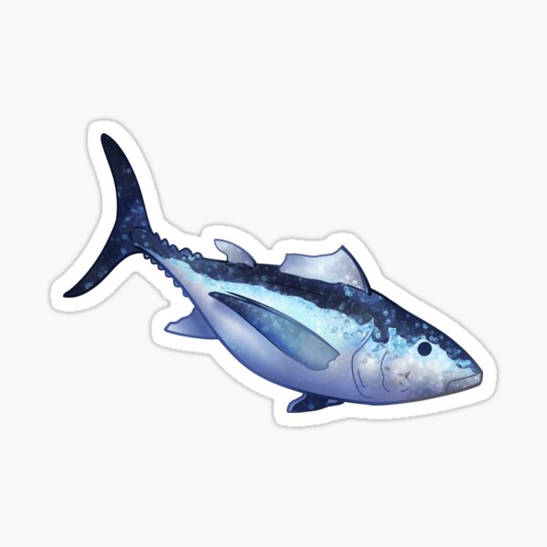 Cute Albacore Tuna Fish in Pastel Blue and White Sticker for Sale
