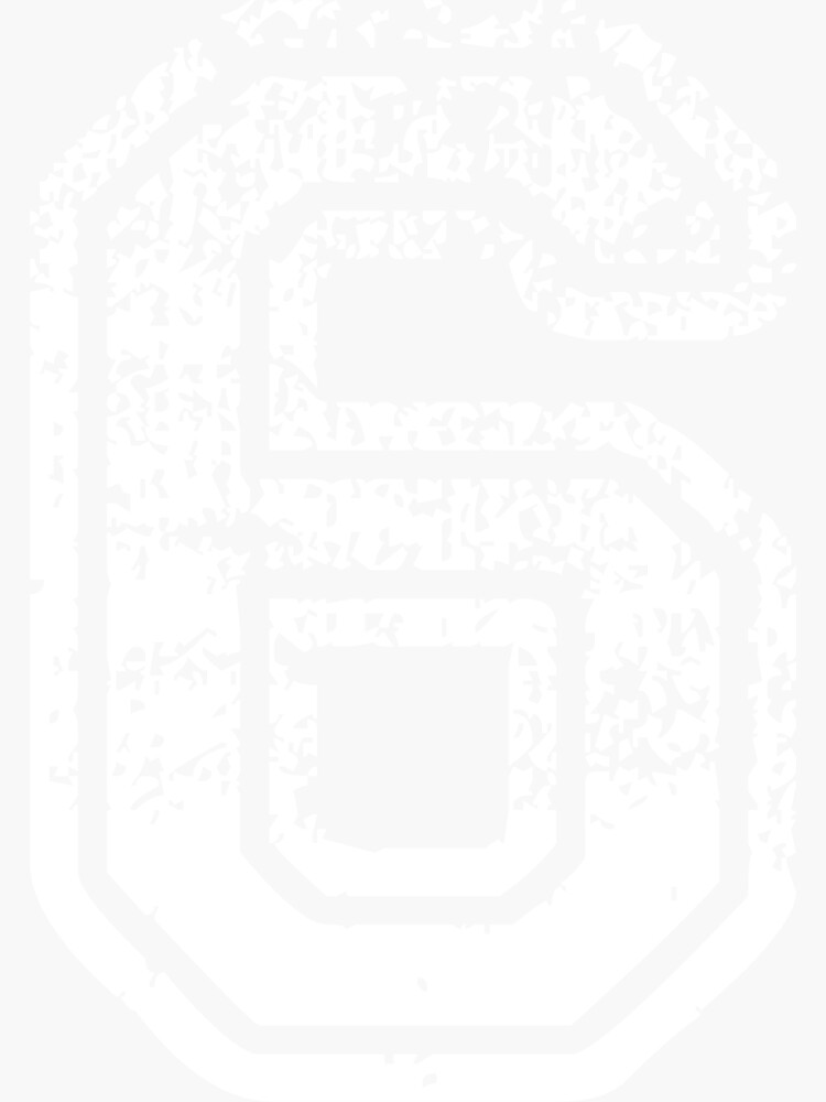 "6 Number Six Sports Team TShirt White Text" Sticker for Sale by