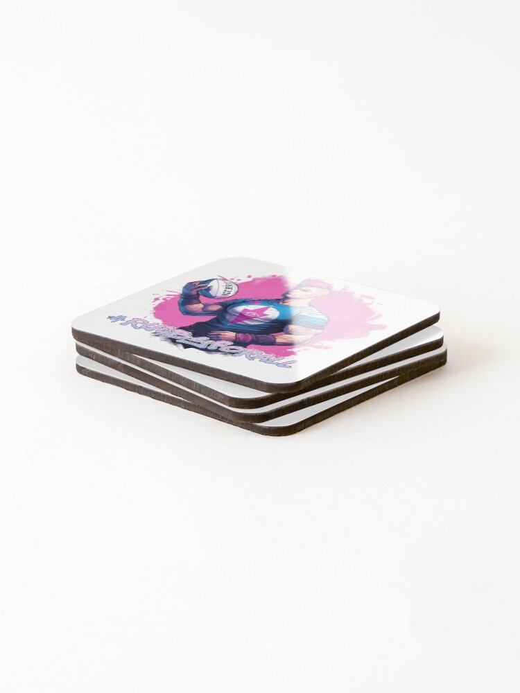 Thumbnail 4 of 5, Coasters (Set of 4), Trans Rugby Player with #RugbyForAll text designed and sold by NerdySquizzle.