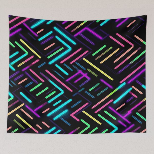 Item preview, Neon Rainbow Lines Pattern - Vibrant Multicolored Abstract Design designed and sold by SweetWhiskers.