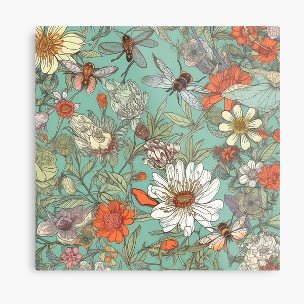 Item preview, Happy Spring Summer Flower garden with Bees and Pretty Wildflowers designed and sold by EmilyFNM3D.