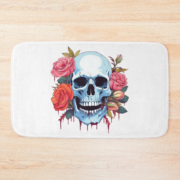 Item preview, Blue Scull with Red Roses designed and sold by TheBlackPixelCo.