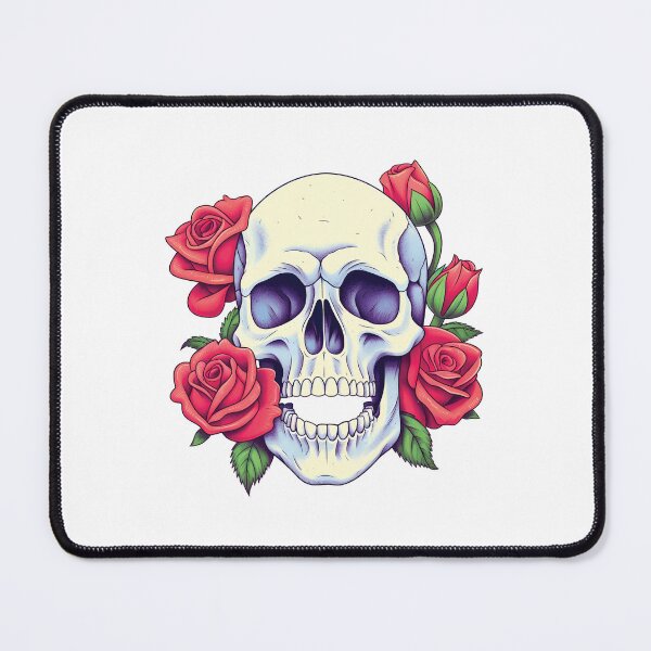 Item preview, Yellow Scull with Red Roses designed and sold by TheBlackPixelCo.