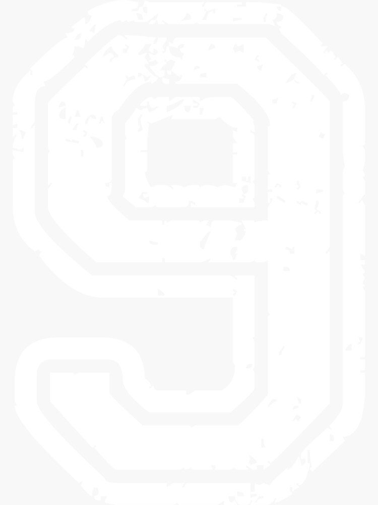 "9 Number Nine Sports Team TShirt White Text" Sticker for Sale by