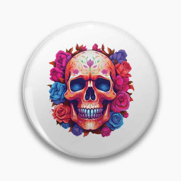 Item preview, Day of Dead Scull with Roses designed and sold by TheBlackPixelCo.